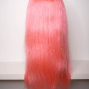 Long pink hair wig displayed from behind.
